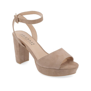 NAIRRI VEGAN LEATHER STRAPPY HEELS IN WIDE - Taupe