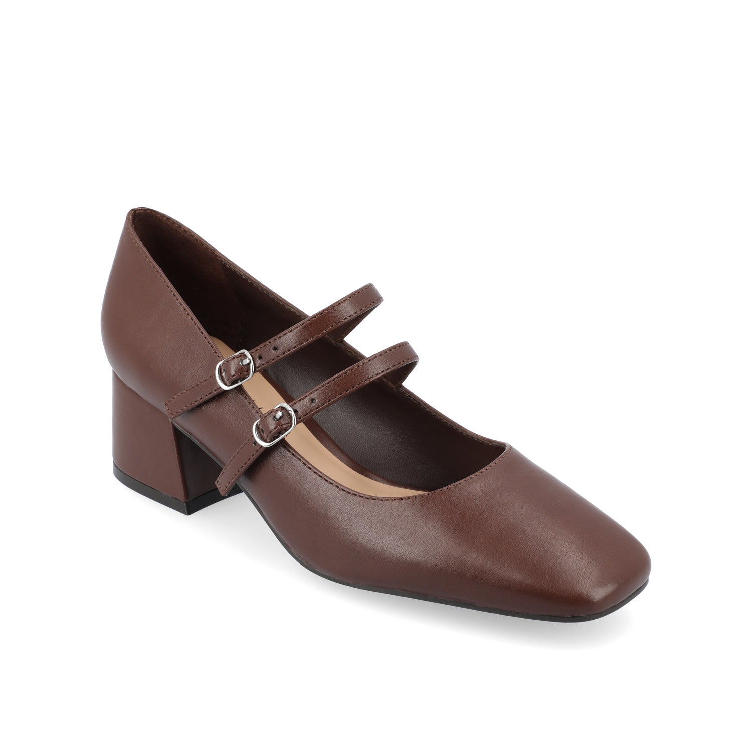 NALLY MARY JANE PUMP HEELS IN VEGAN LEATHER - Brown