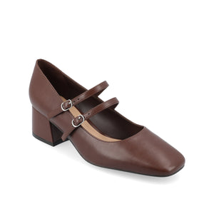 NALLY MARY JANE PUMP HEELS IN VEGAN LEATHER - Brown