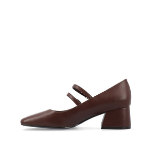 NALLY MARY JANE PUMP HEELS IN VEGAN LEATHER - Brown