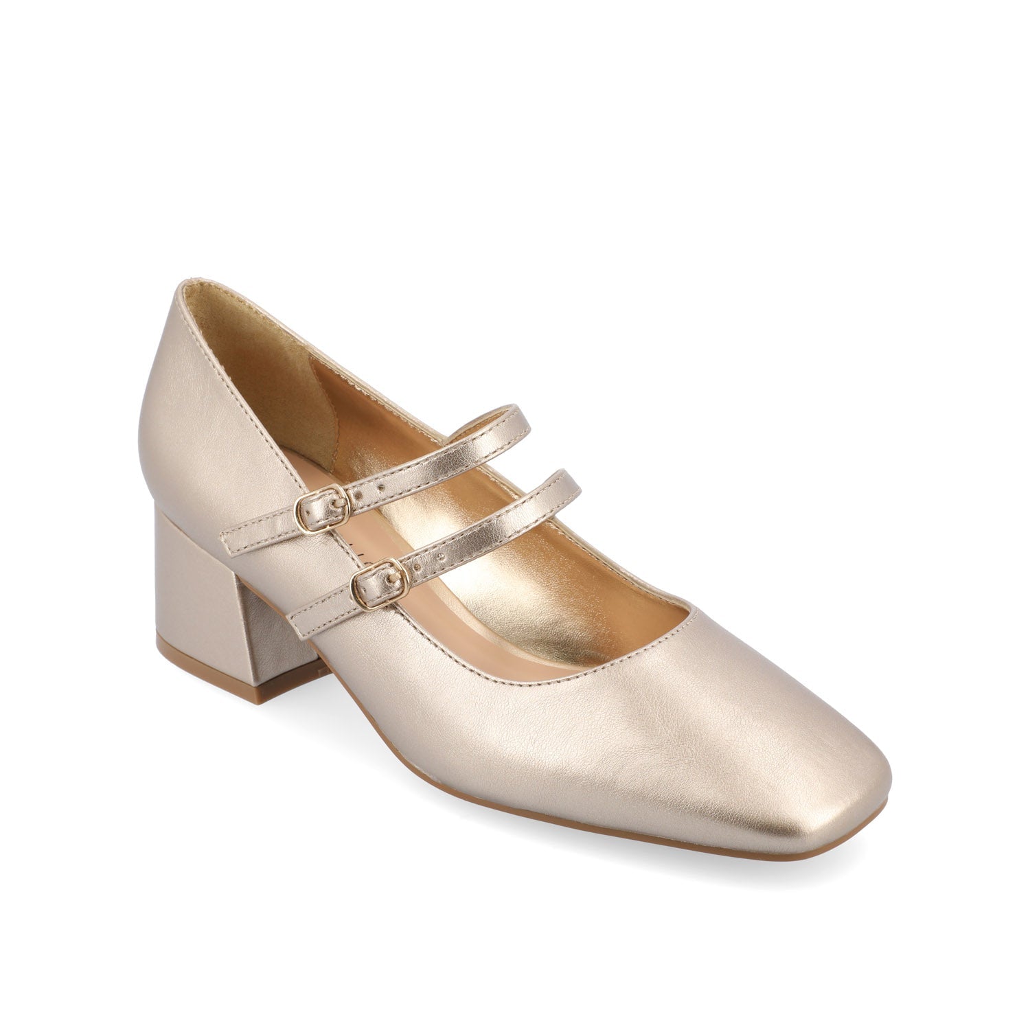 NALLY MARY JANE PUMP HEELS IN VEGAN LEATHER - Gold PU