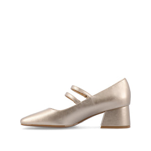 NALLY MARY JANE PUMP HEELS IN VEGAN LEATHER - Gold PU