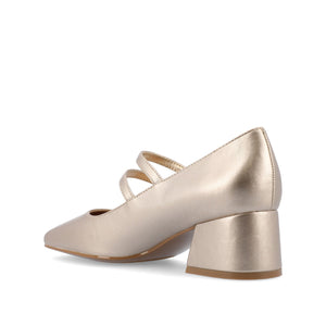 NALLY MARY JANE PUMP HEELS IN VEGAN LEATHER - Gold PU