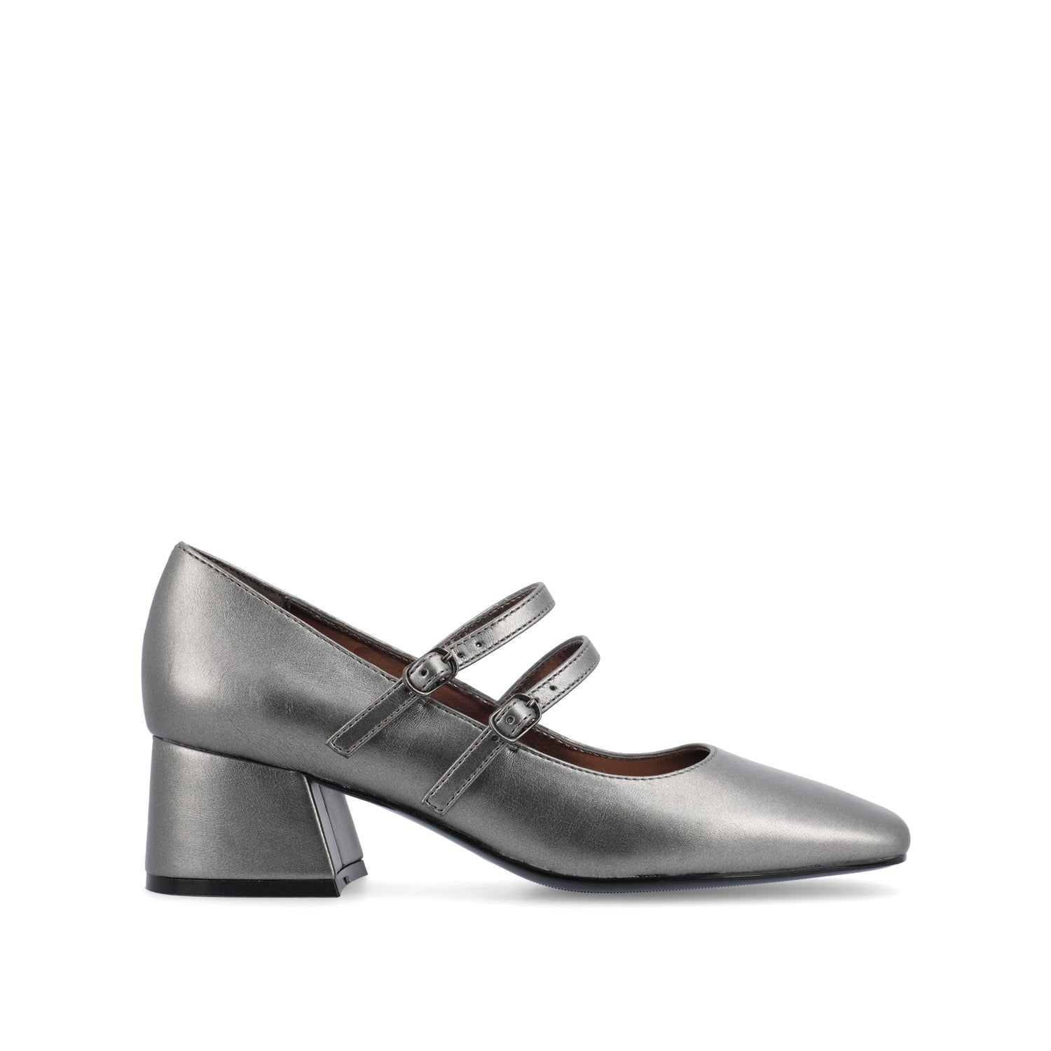 NALLY MARY JANE PUMP HEELS IN VEGAN LEATHER - Pewter PU