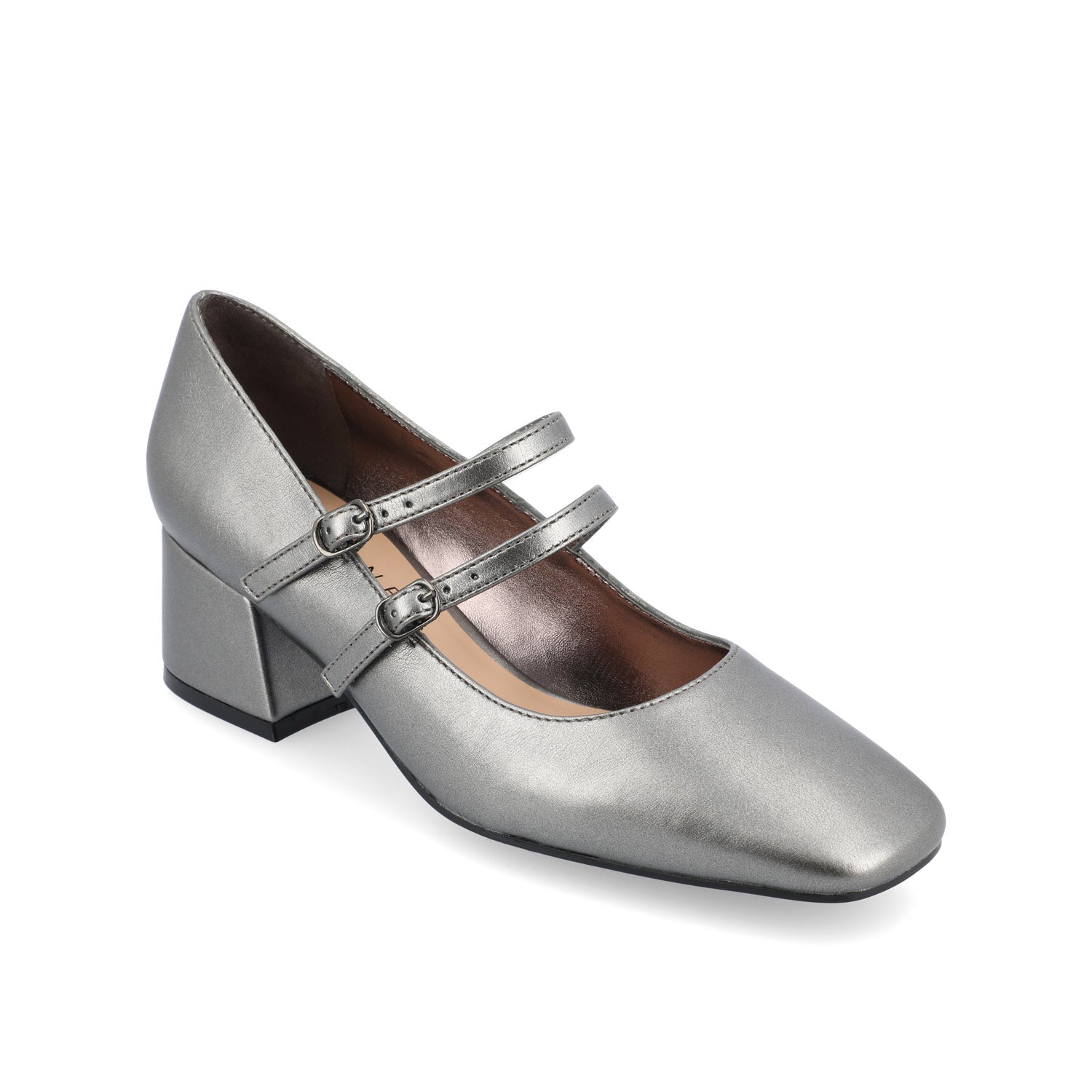 NALLY MARY JANE PUMP HEELS IN VEGAN LEATHER - Pewter PU