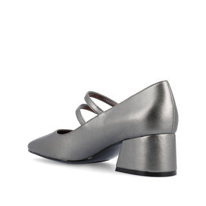NALLY MARY JANE PUMP HEELS IN VEGAN LEATHER - Pewter PU