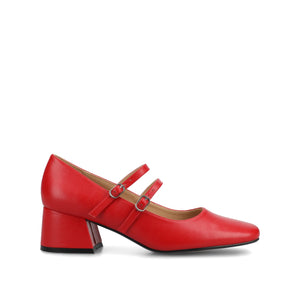 NALLY MARY JANE PUMP HEELS IN VEGAN LEATHER - Red