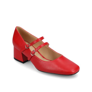 NALLY MARY JANE PUMP HEELS IN VEGAN LEATHER - Red