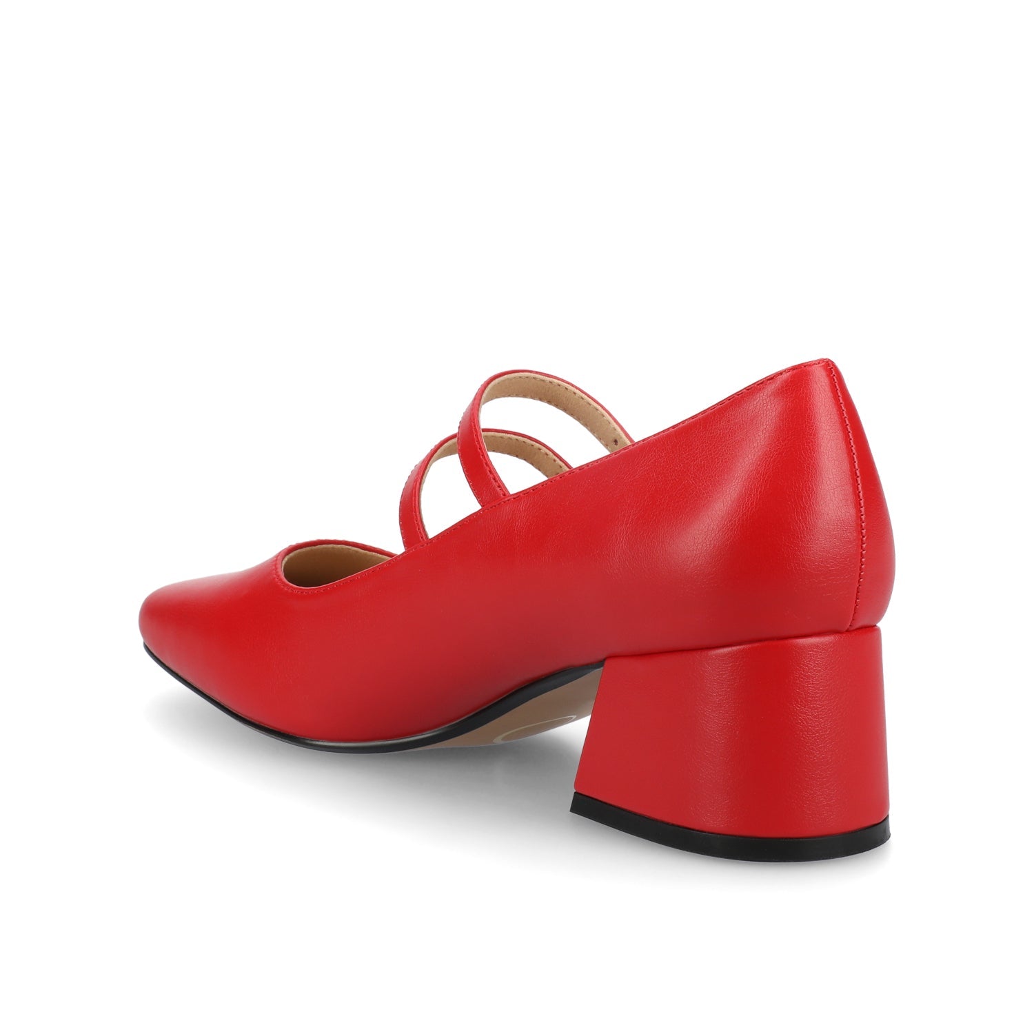 NALLY MARY JANE PUMP HEELS IN VEGAN LEATHER - Red