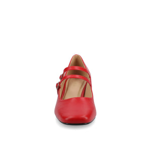 NALLY MARY JANE PUMP HEELS IN VEGAN LEATHER - Red