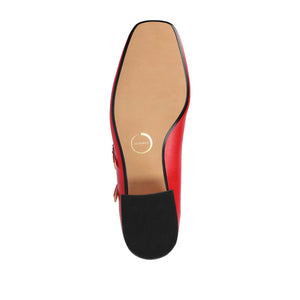 NALLY MARY JANE PUMP HEELS IN VEGAN LEATHER - Red