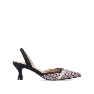 NELLIA SLINGBACK KITTEN HEELS IN TWEED - Black and Pink Houndstooth