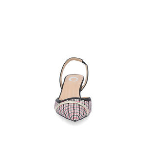 NELLIA SLINGBACK KITTEN HEELS IN TWEED - Black and Pink Houndstooth