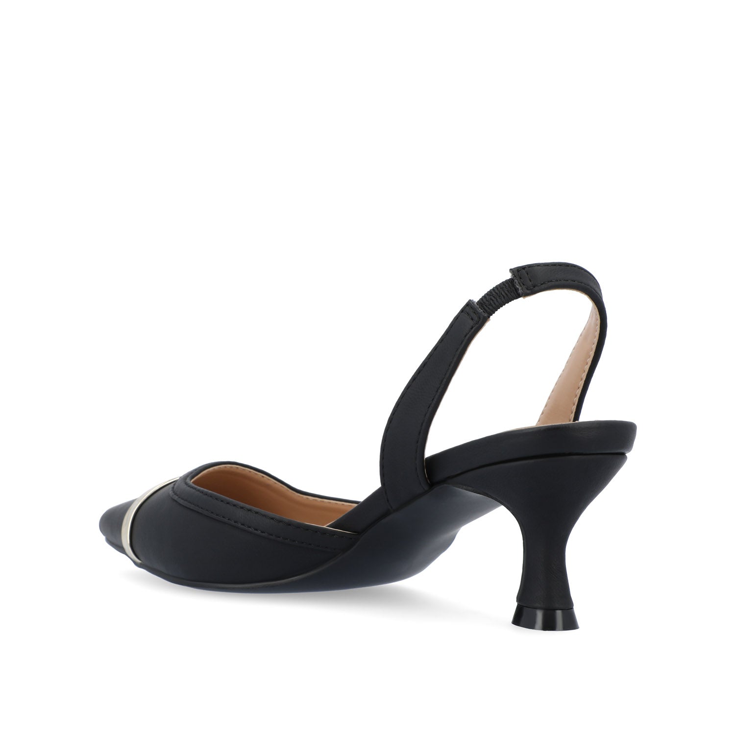 NELLIA TWEED SLINGBACK KITTEN HEELS IN WIDE - Black PU