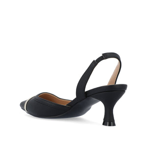 NELLIA TWEED SLINGBACK KITTEN HEELS IN WIDE - Black PU