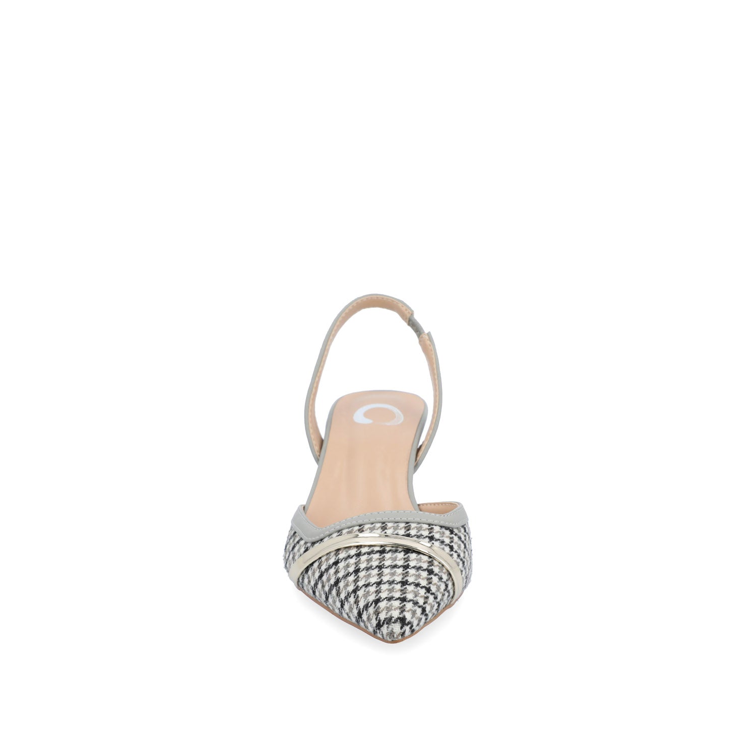 NELLIA TWEED SLINGBACK KITTEN HEELS IN WIDE - Grey Houndstooth Tweed