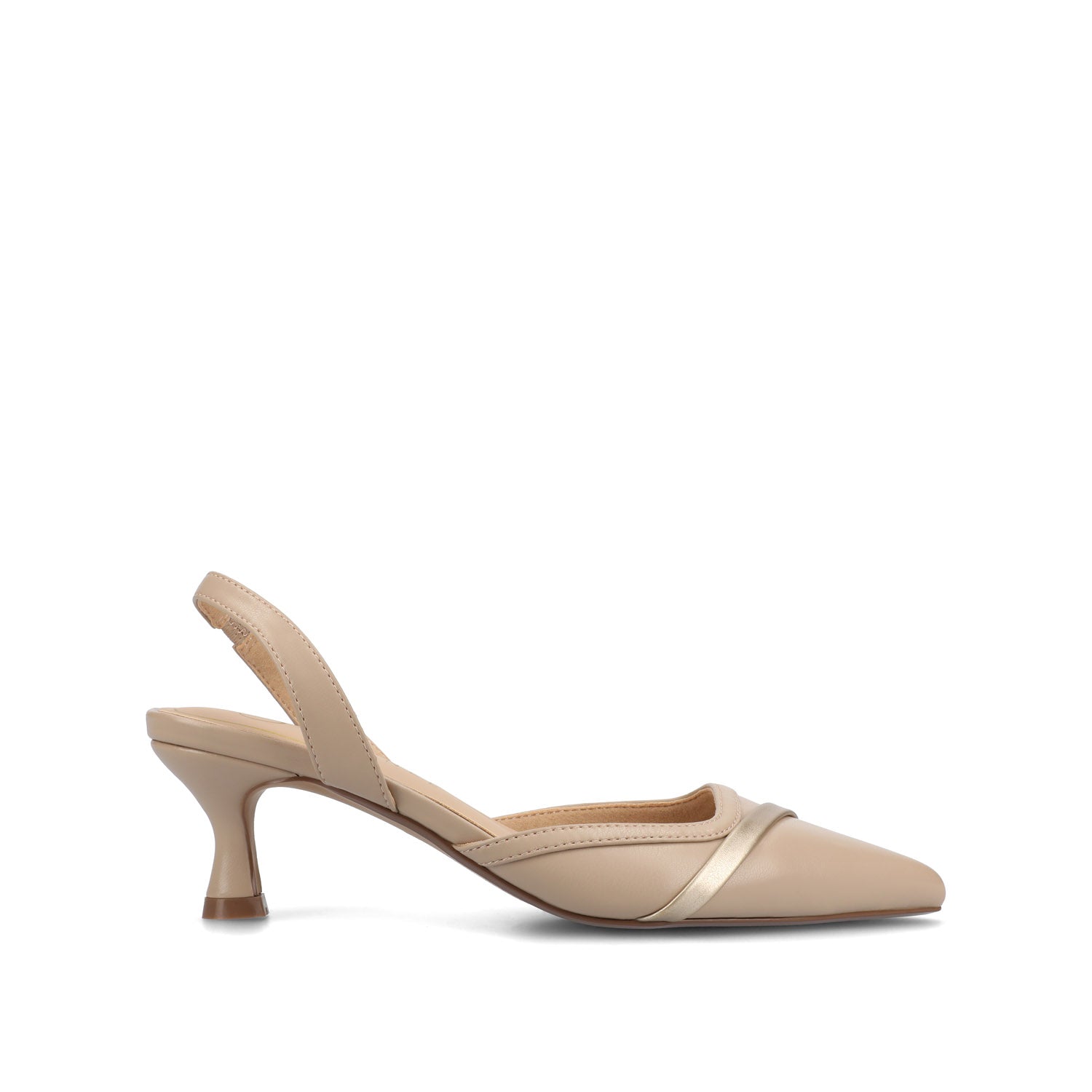 NELLIA SLINGBACK KITTEN HEELS IN TWEED - Taupe PU