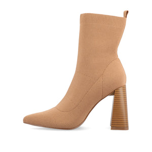 NORALINN SOCK BOOTIES IN KNIT FABRIC - Tan