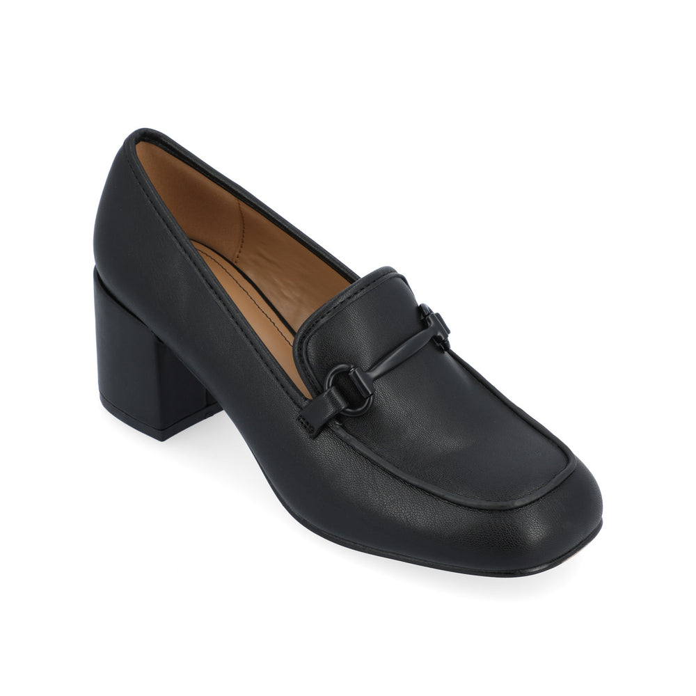 NYSAA LOAFER BLOCK HEELS IN FAUX LEATHER