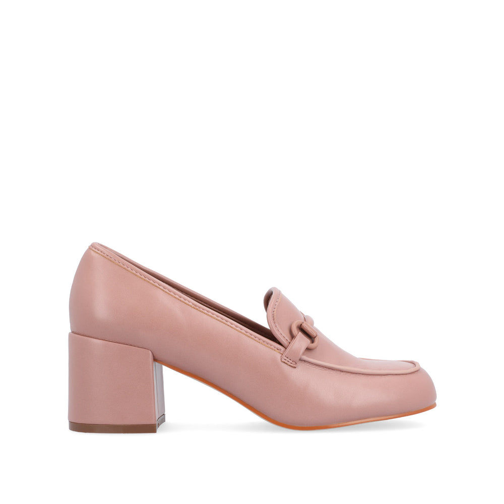 NYSAA LOAFER BLOCK HEELS IN FAUX LEATHER