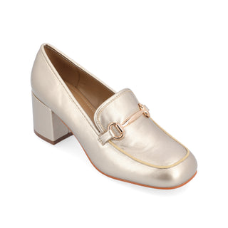 NYSAA LOAFER BLOCK HEELS IN FAUX LEATHER