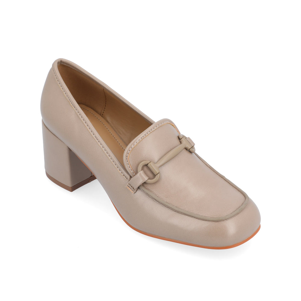 NYSAA LOAFER BLOCK HEELS IN FAUX LEATHER