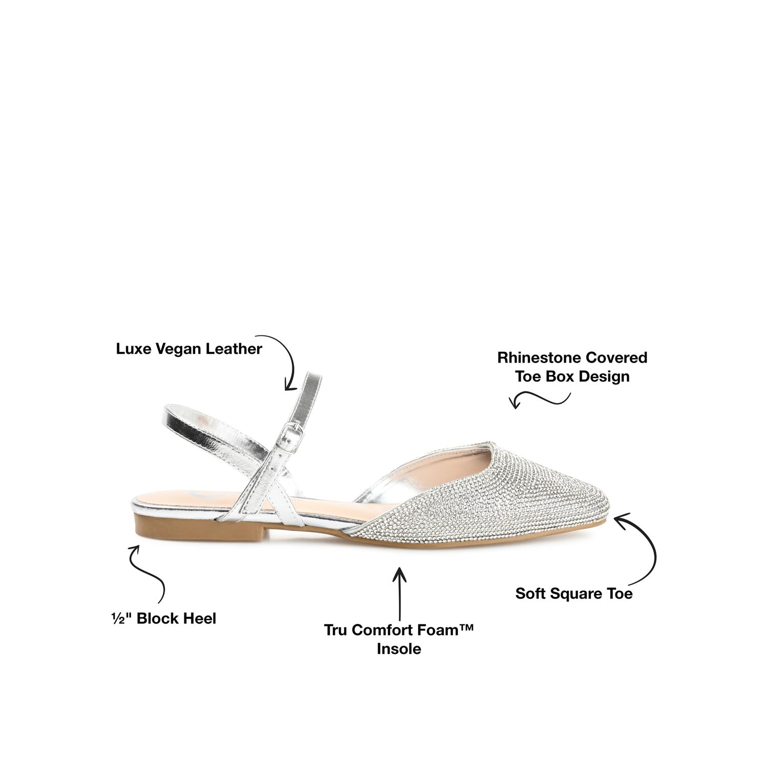 NYSHA FORMAL FLATS IN GLITTER MATERIAL - Silver