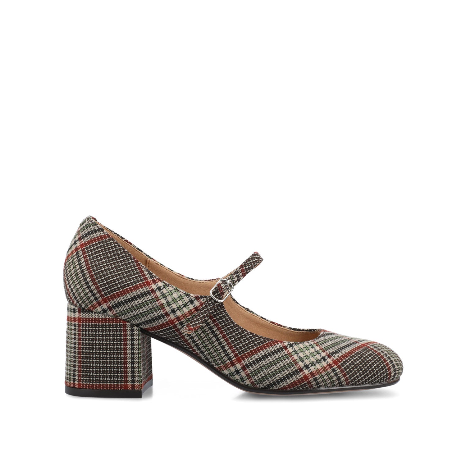 OKENNA LOW HEEL PUMP - Cream Chocolate Plaid