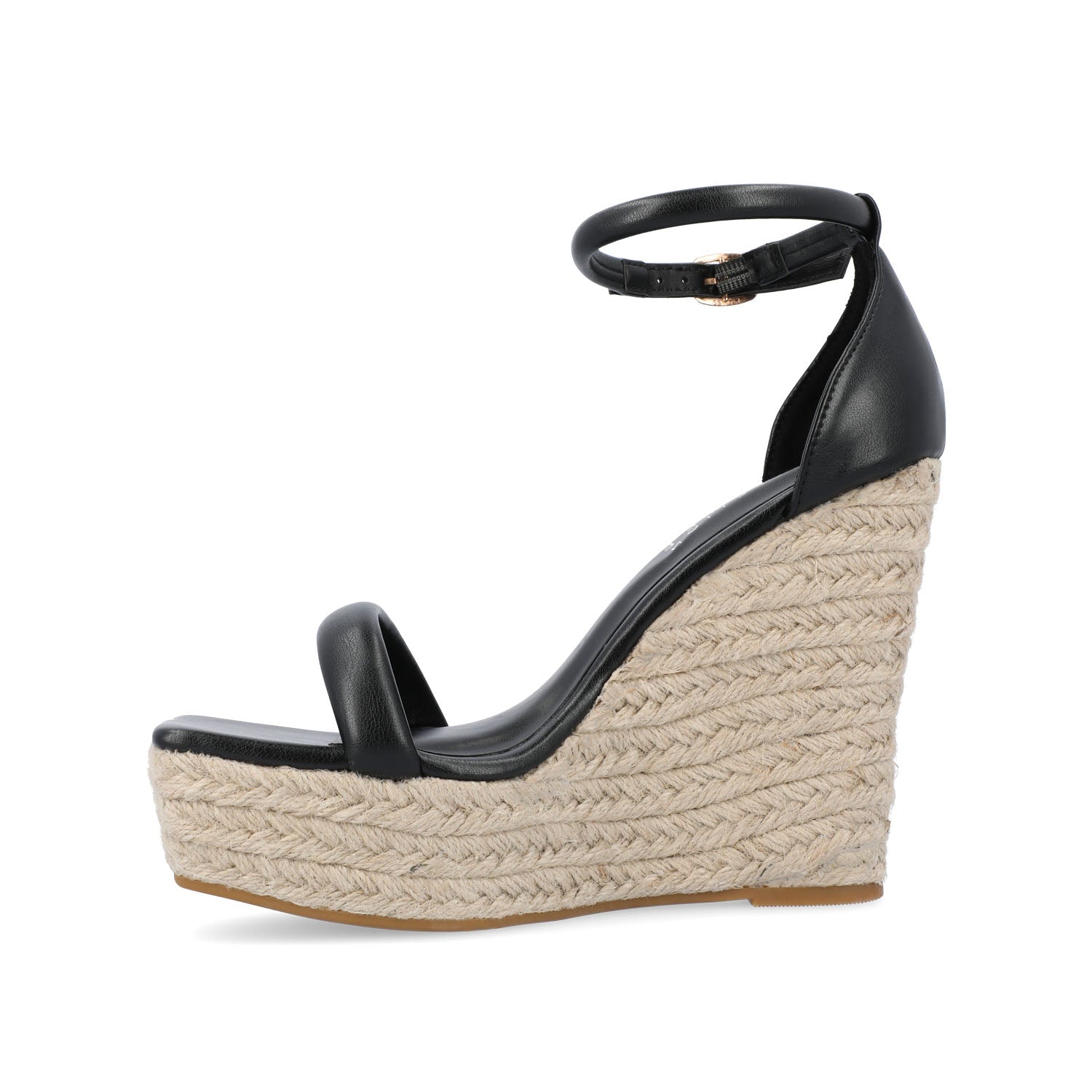 OLESIA ESPADRILLE WEDGE SANDALS IN VEGAN LEATHER - Black