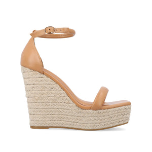 OLESIA ESPADRILLE WEDGE SANDALS IN VEGAN LEATHER - Tan