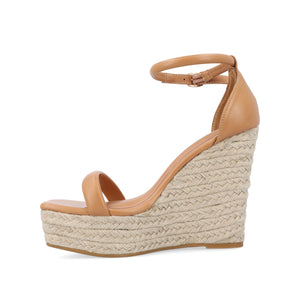 OLESIA ESPADRILLE WEDGE SANDALS IN VEGAN LEATHER - Tan