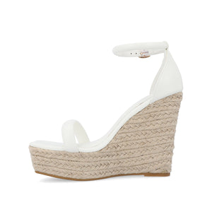 OLESIA ESPADRILLE WEDGE SANDALS IN VEGAN LEATHER - White