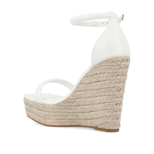 OLESIA ESPADRILLE WEDGE SANDALS IN VEGAN LEATHER - White