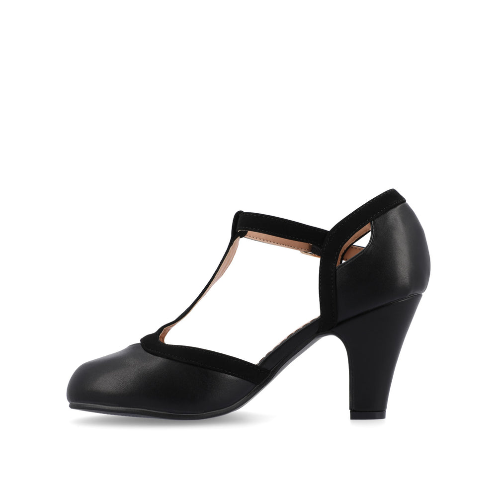 OLINA T-STRAP PUMP HEELS IN WIDE