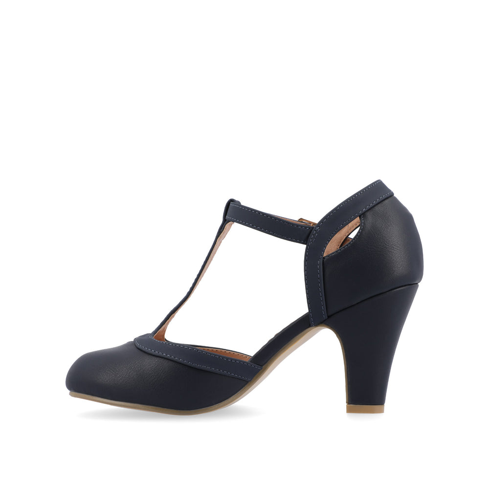 OLINA T-STRAP PUMP HEELS IN NARROW