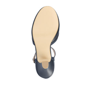 OLINA T-STRAP PUMP HEELS IN NARROW - Navy Nubuck