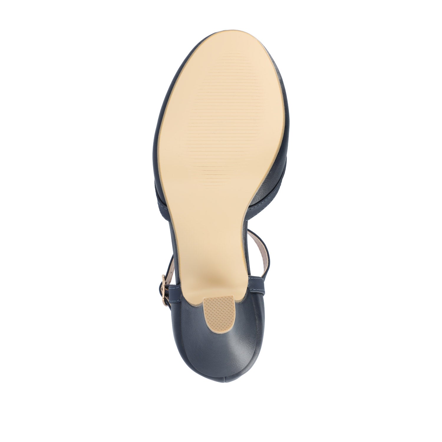 OLINA T-STRAP PUMP HEELS IN VEGAN LEATHER - Navy Nubuck