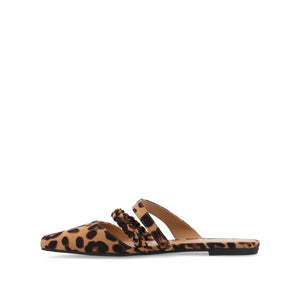 OLIVEA MULE FLATS IN NARROW - Leopard Faux