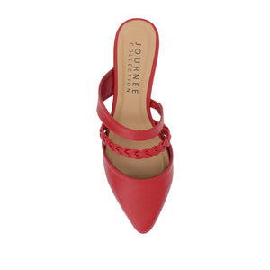 OLIVEA MULE FLATS IN VEGAN LEATHER - Red