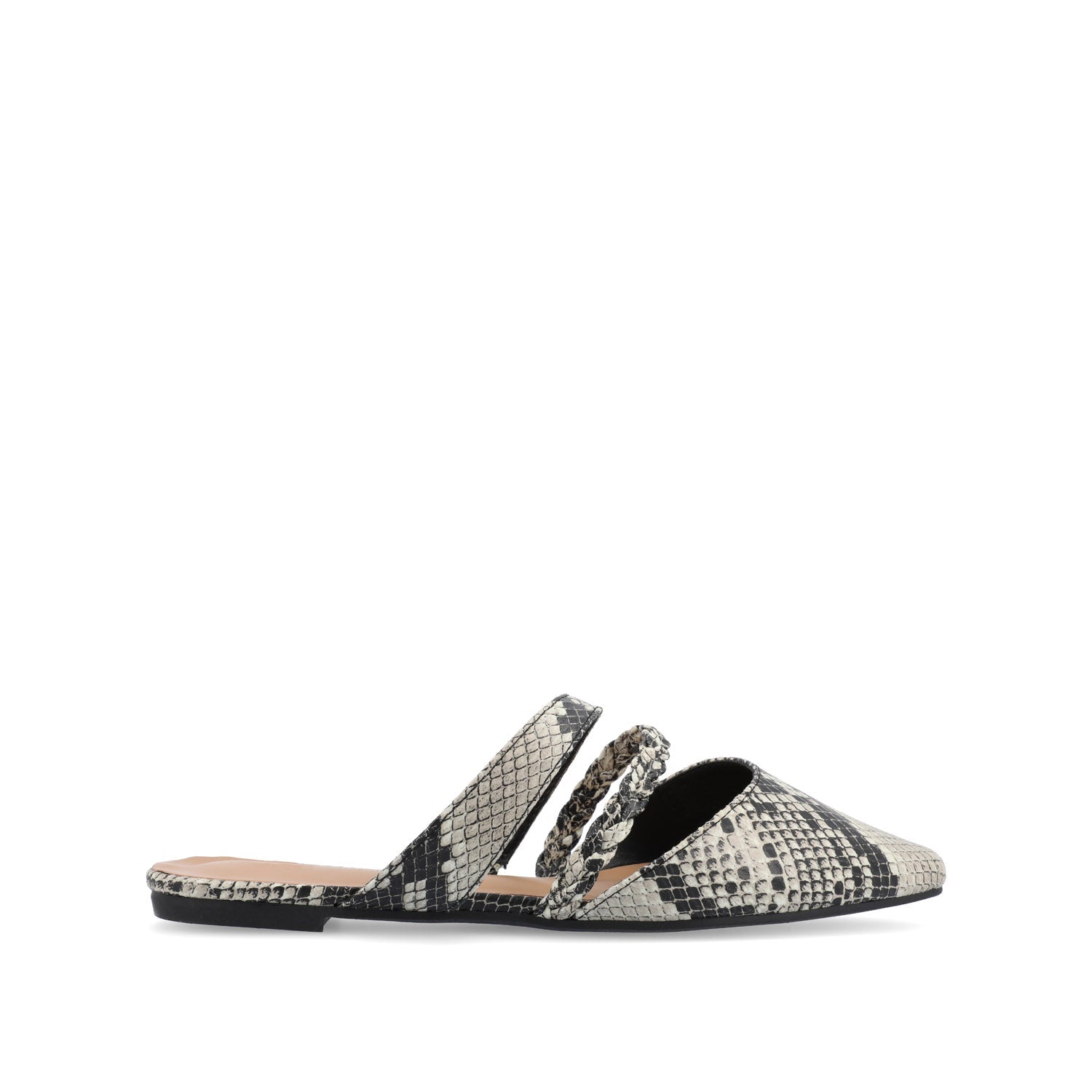 OLIVEA MULE FLATS IN VEGAN LEATHER - White Snake 2