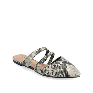 OLIVEA MULE FLATS IN VEGAN LEATHER - White Snake 2