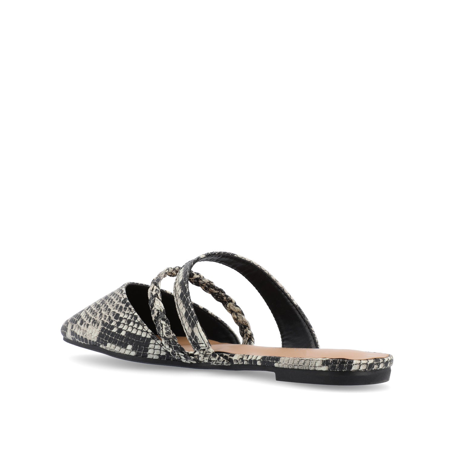 OLIVEA MULE FLATS IN VEGAN LEATHER - White Snake 2