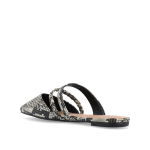 OLIVEA MULE FLATS IN VEGAN LEATHER - White Snake 2