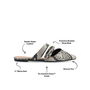 OLIVEA MULE FLATS IN NARROW - White Snake 2