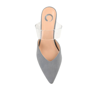 OLLIE MULE STILETTO HEELS IN FAUX SUEDE