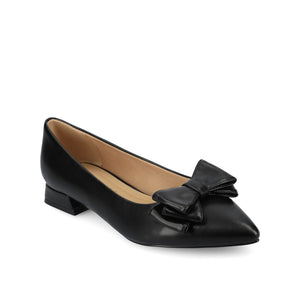 OPHELIA LOW BLOCK BALLET FLATS FAUX LEATHER IN WIDE