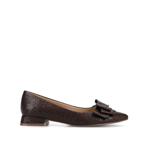 OPHELIA LOW BLOCK CROCO BALLET FLATS - Brown Croco