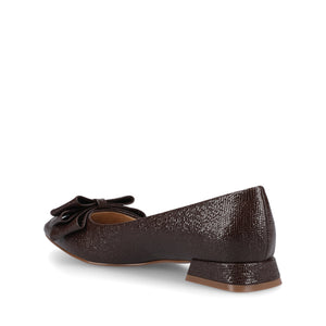 OPHELIA LOW BLOCK CROCO BALLET FLATS IN WIDE - Brown Croco