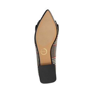 OPHELIA LOW BLOCK BALLET FLATS - Cream Chocolate Plaid