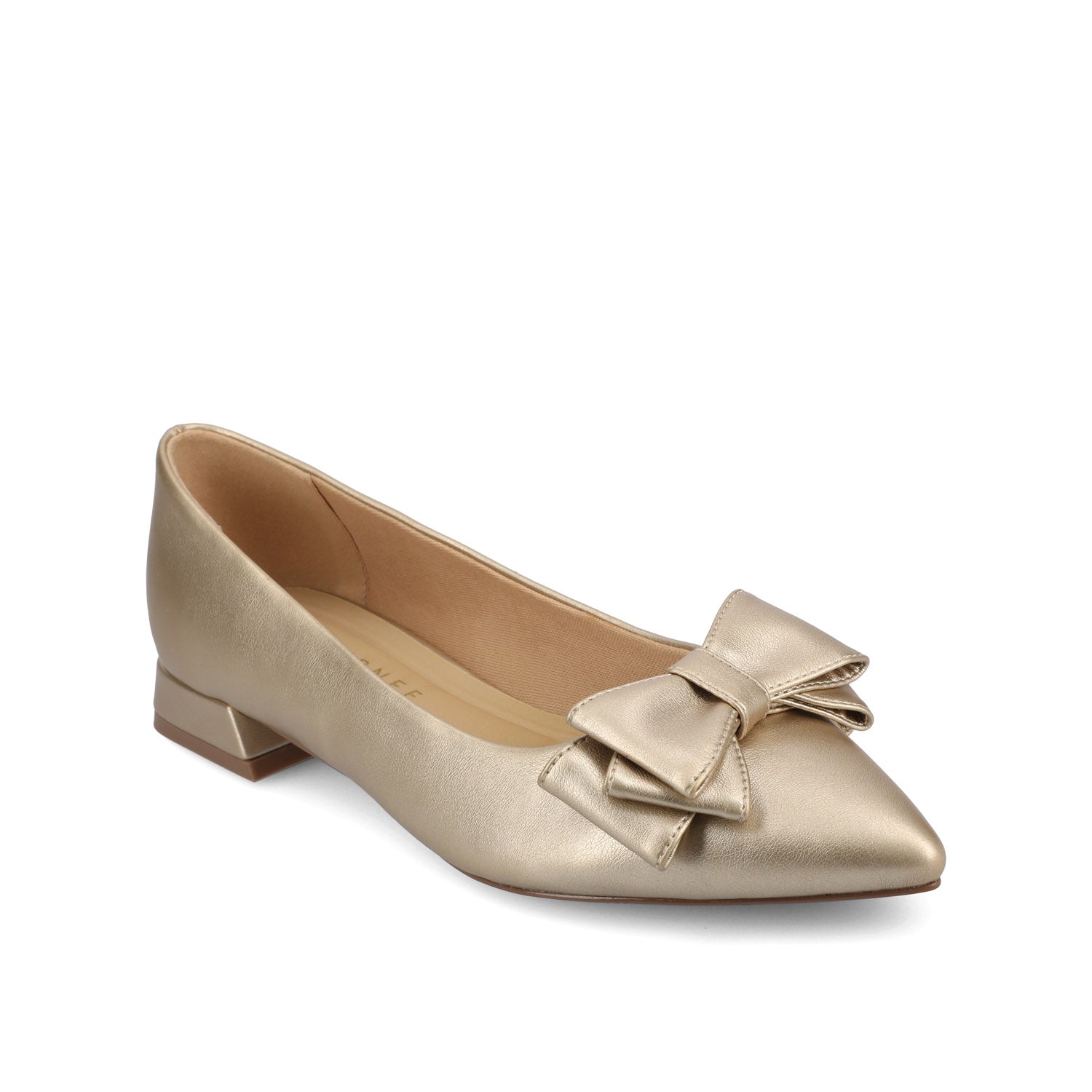 OPHELIA LOW BLOCK BALLET FLATS VEGAN LEATHER IN WIDE - Champagne